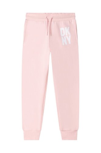 Dkny pantaloni de trening pentru copii culoarea roz, neted