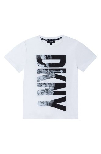 Dkny tricou copii culoarea alb, cu imprimeu