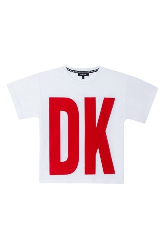 Dkny tricou de bumbac pentru copii culoarea alb, cu imprimeu