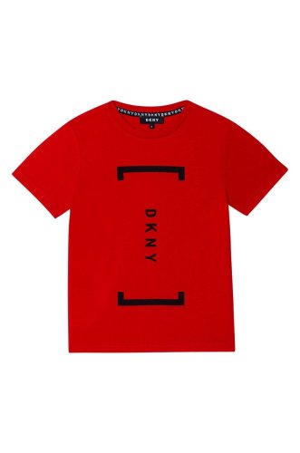 Dkny tricou de bumbac pentru copii culoarea rosu, cu imprimeu