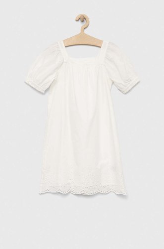 Gap rochie din bumbac pentru copii culoarea alb, mini, drept