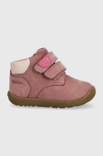Geox pantofi din piele intoarsa pentru copii culoarea roz