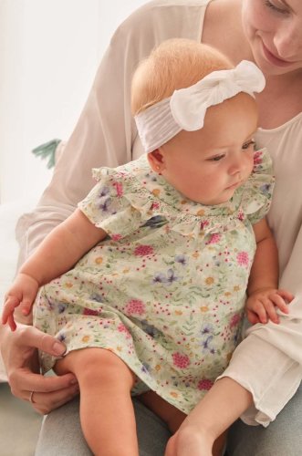 Mayoral newborn rochie din bumbac pentru bebeluși culoarea turcoaz, mini, evazati