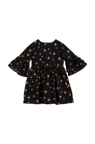 Mini rodini rochie din bumbac pentru copii culoarea negru, mini, evazati