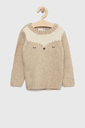 Name it pulover pentru copii din amestec de lana culoarea bej