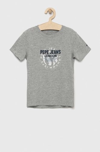 Pepe jeans tricou copii non culoarea gri, cu imprimeu
