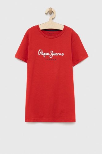 Pepe jeans tricou de bumbac pentru copii pjl bj culoarea rosu, cu imprimeu