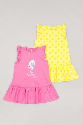Zippy rochie din bumbac pentru bebeluși 2-pack culoarea roz, mini, evazati