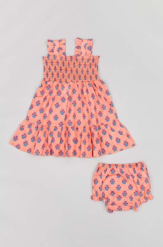 Zippy rochie din bumbac pentru bebeluși culoarea roz, mini, evazati