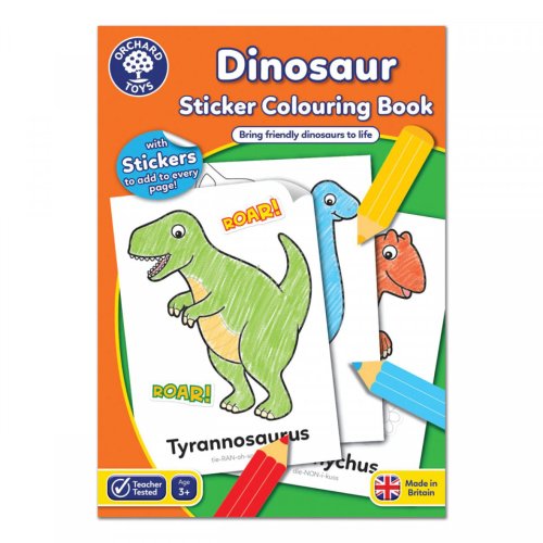 Orchard Toys Carte de colorat cu activitati in limba engleza si abtibilduri dinozaur dinosaur