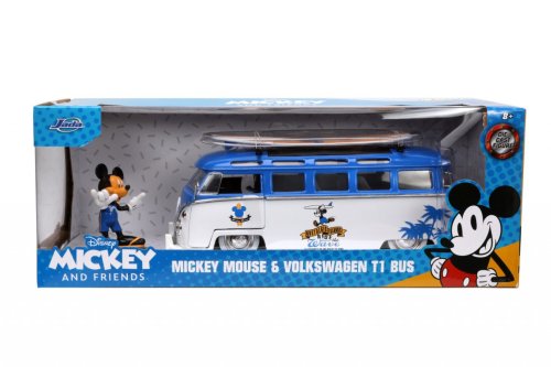 Simba Jada masina din metal volkswagen t1 bus scara 1 la 24 si figurina mickey mouse