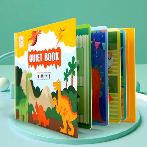 Carte cu activitati educative, quiet book lumea jurassik a dinozaurilor