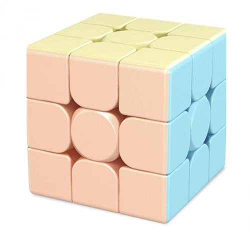 Cub rubik 3x3x3 antistres, multicolor pastel, moyu, stickerless, de viteza, speedcube