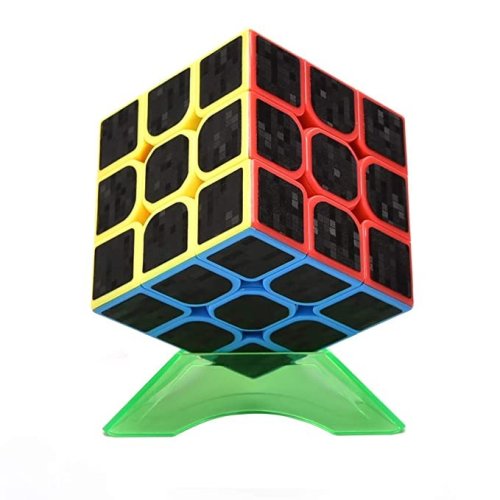 Krista Cub rubik 3x3x3, neon carbon cu suport, de viteza speedcube rubik