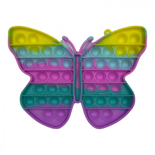 Krista Jucarie pop it!, antistres, din silicon, fluture light rainbow, 20 cm