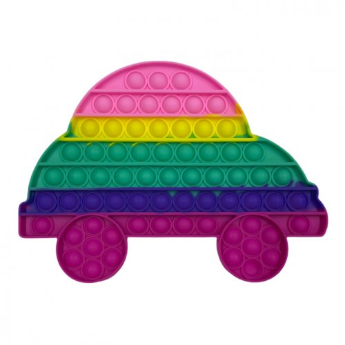 Krista Jucarie pop it!, antistres, din silicon, masina rainbow, 25 cm