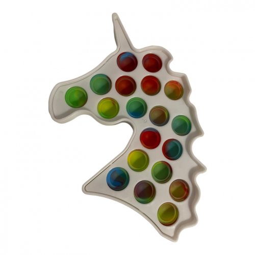 Jucarie pop it!, dimple, antistres, din silicon si plastic, unicorn, 19 cm