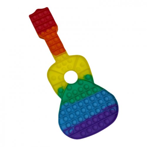 Jucarie pop it!, gigant antistres, din silicon, chitara rainbow, 41 cm