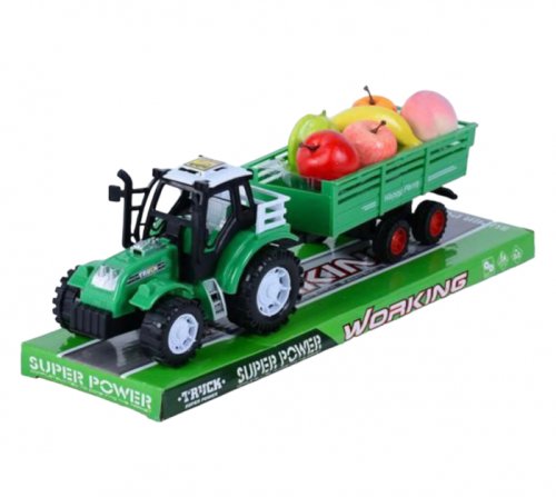 Jucarie tractor cu remorca cu fructe