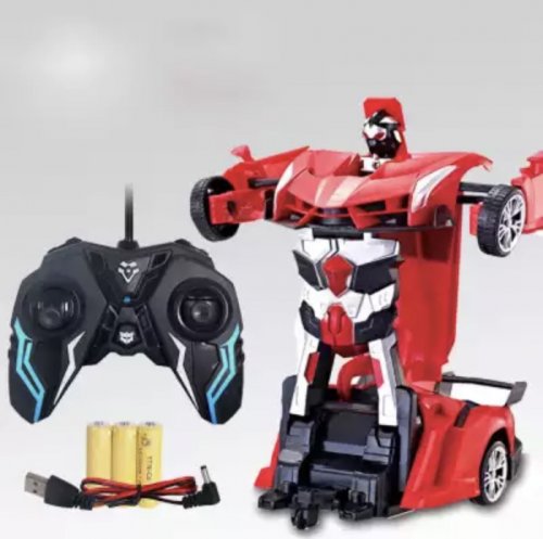 Robot transformer, masina si robot, cu telecomanda, rosu