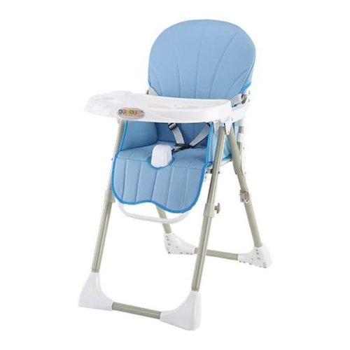 Scaun de masa pentru bebe, pliabil, reglabil pe inaltime, bleu cu alb 616