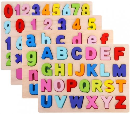 Set 4 puzzle incastru 3d - alfabet si cifre
