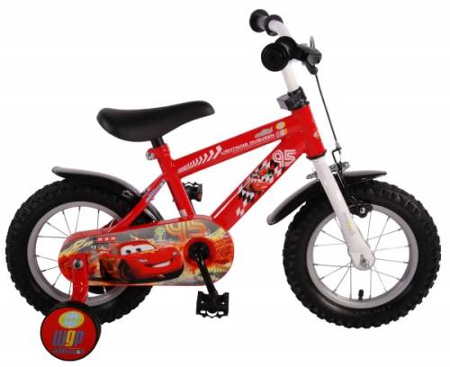 Bicicleta pentru baieti 10 inch cu maner si roti ajutatoare cars