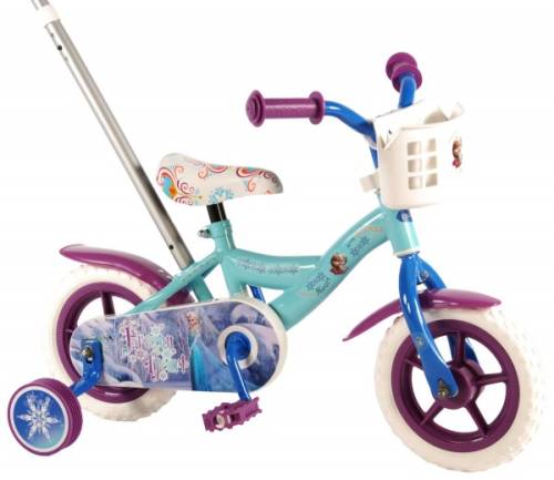 Volare Bicicleta pentru fete 10 inch cu maner roti ajutatoare si cosulet frozen