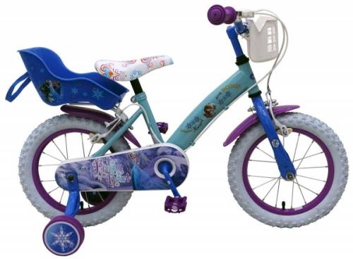 Volare Bicicleta pentru fete 14 inch cu scaun pentru papusi roti ajutatoare si cosulet frozen