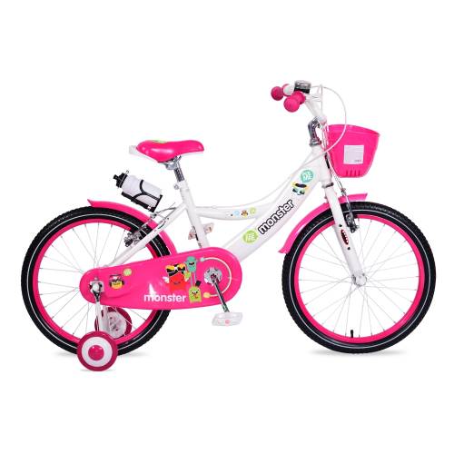 Moni Bicicleta pentru fetite cu roti ajutatoare little monster pink 20 inch