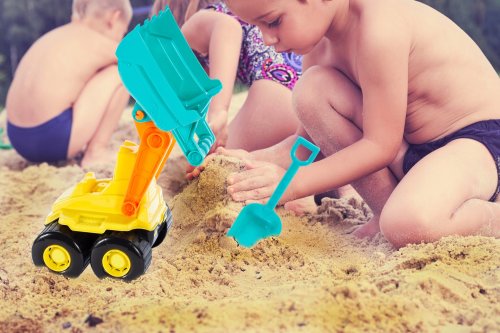 Malplay Buldozer cu accesorii pentru nisip