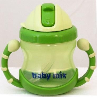 Baby Mix Cana cu manere si pai verde 200 ml