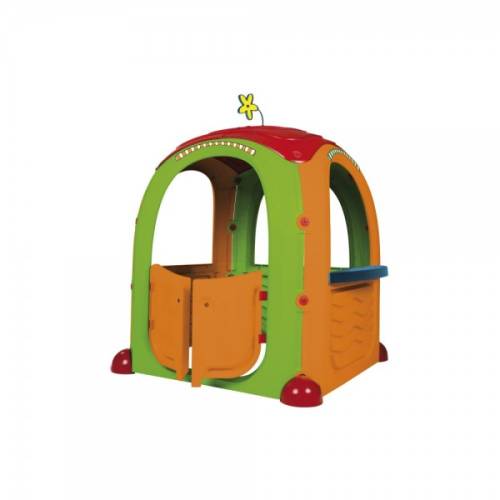 Paradiso Toys Casuta de joaca pentru copii paradiso cocoon playhouse din plastic cu 3 autocolante supermarket bucatarie si atelier