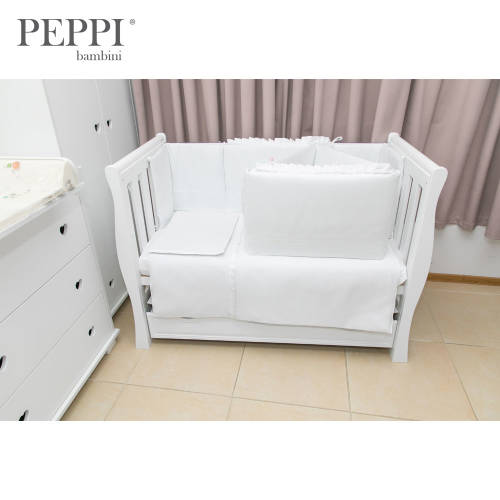 Peppibambini Lenjerie patut 5 piese 120x60 cu broderie butterfly white