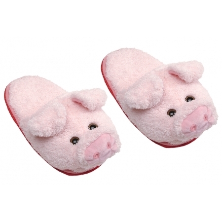 Papuci de casa din plus 32-34foarte pufosi, model porcusor roz