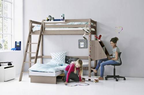 Pat copii inalt terra cu birou canapea extensibila si scara inclinata flexa classic
