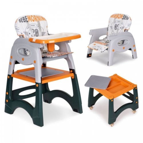 Scaun de masa 2 in 1 pentru copii ecotoys portocaliu