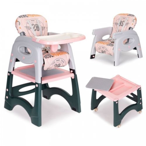 Scaun de masa 2 in 1 pentru copii ecotoys roz