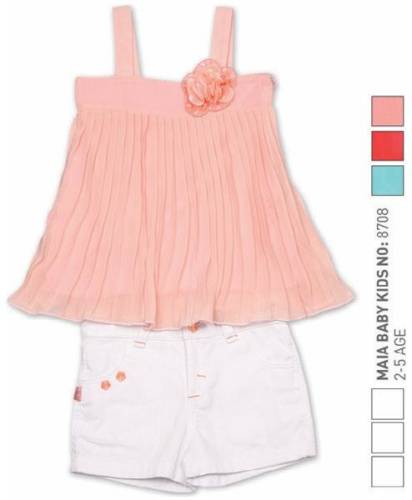 Maia Baby Set 2 piese pantalon scurt alb cu top roz