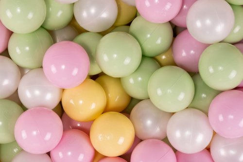 Meowbaby® Set bile din plastic meowbaby 200 buc 7 cm alb perlat verde deschis roz pastel galben pastel