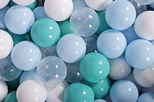 Set bile din plastic meowbaby 200 buc 7 cm baby blue turcoaz transparent alb