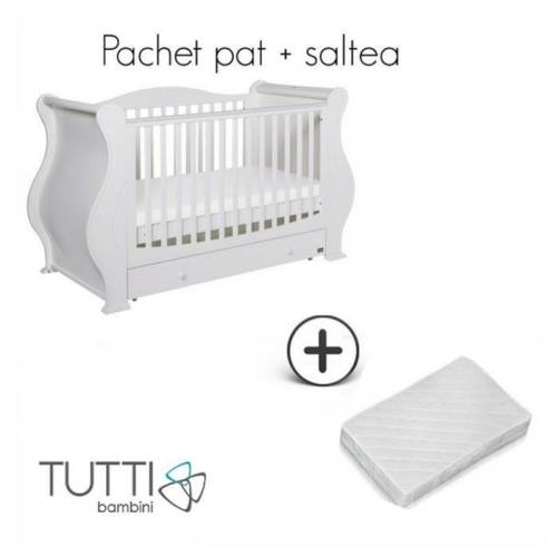 Set patut louis alb + salteluta pentru bebelusi tutti bambini