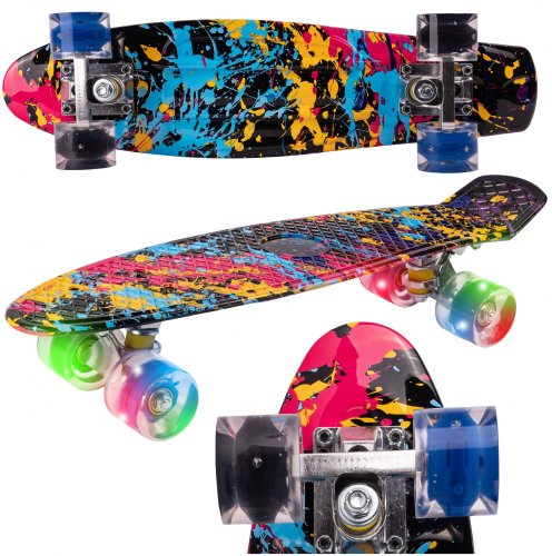 Malplay Skateboard cu led-uri pentru copii 56x15cm paint