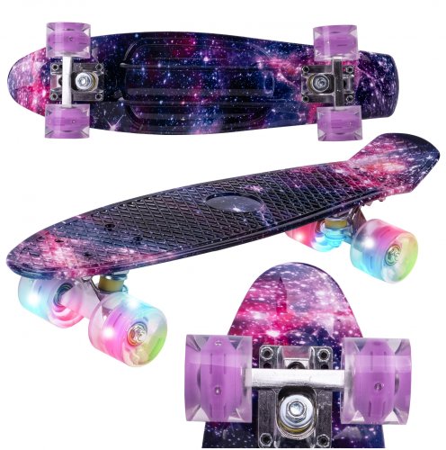 Malplay Skateboard cu led-uri pentru copii 56x15cm space colors