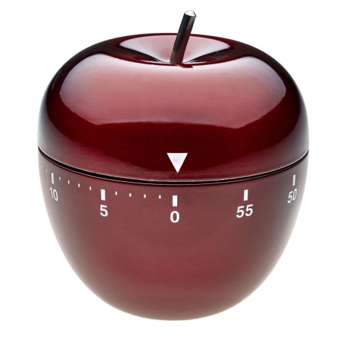 Timer analog pentru bucatarie din otel inoxidabil apple rosu