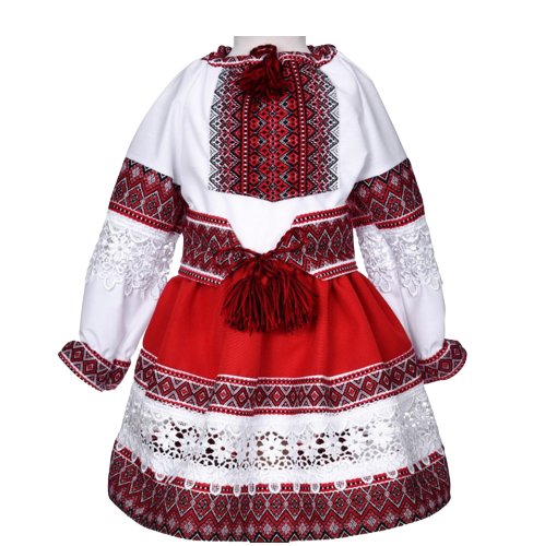 Costum popular muntenia pentru fete, rosu 9 ani 134 cm