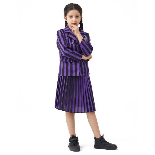 Costum wednesday uniforma nevermore academy pentru fete 7-9 ani 120-130 cm