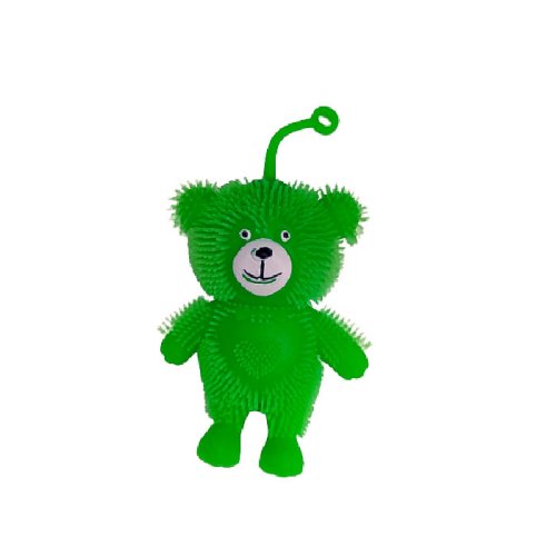 Figurina in forma de urs puffer bear antistres, stressball, cu lumini led, verde