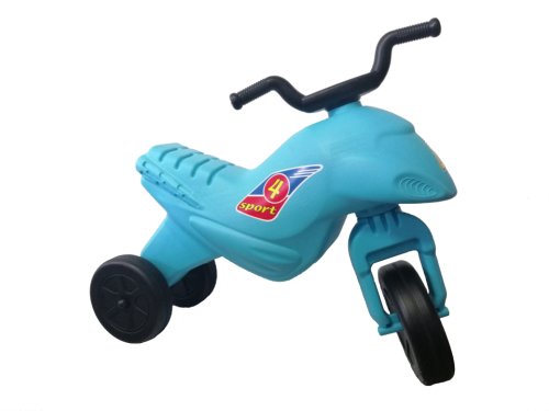 Motocicleta copii cu trei roti fara pedale, mare, culoarea albastru deschis