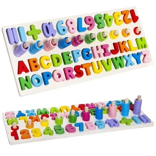 Andyluc Puzzle din lemn cu alfabet si numere